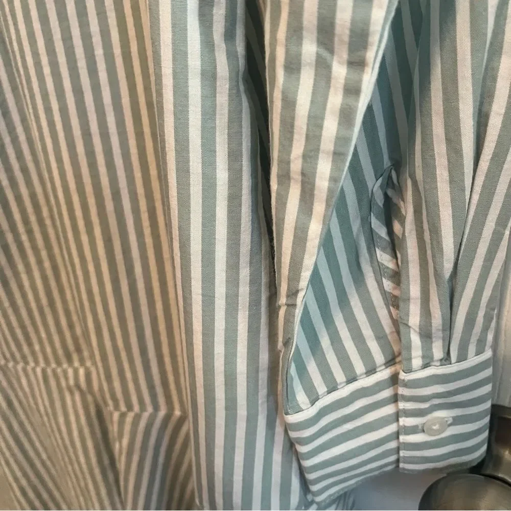 NWOT Social x Crown & Ivy Green & White Striped Shirt Dress – Size XS